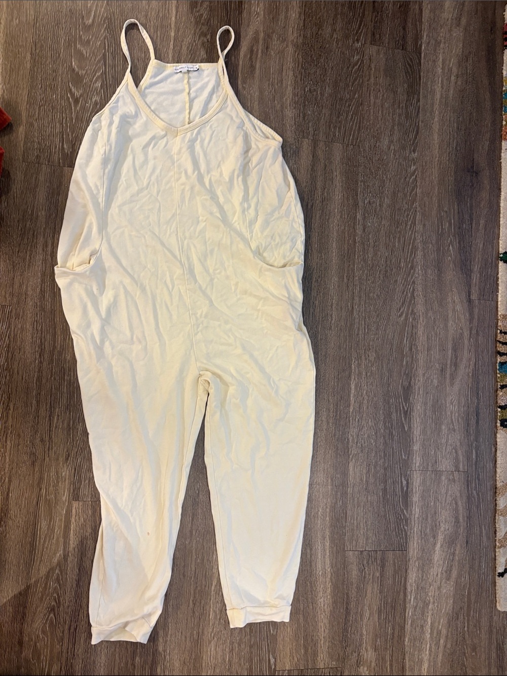 Sincerely Jules Cream Sleeveless Jumpsuit with Thin Straps